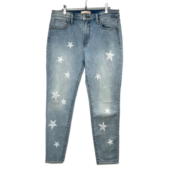 Driftwood Jackie High Rise Light Wash Star Print Straight Leg Jeans Women’s 29 - Picture 3 of 12